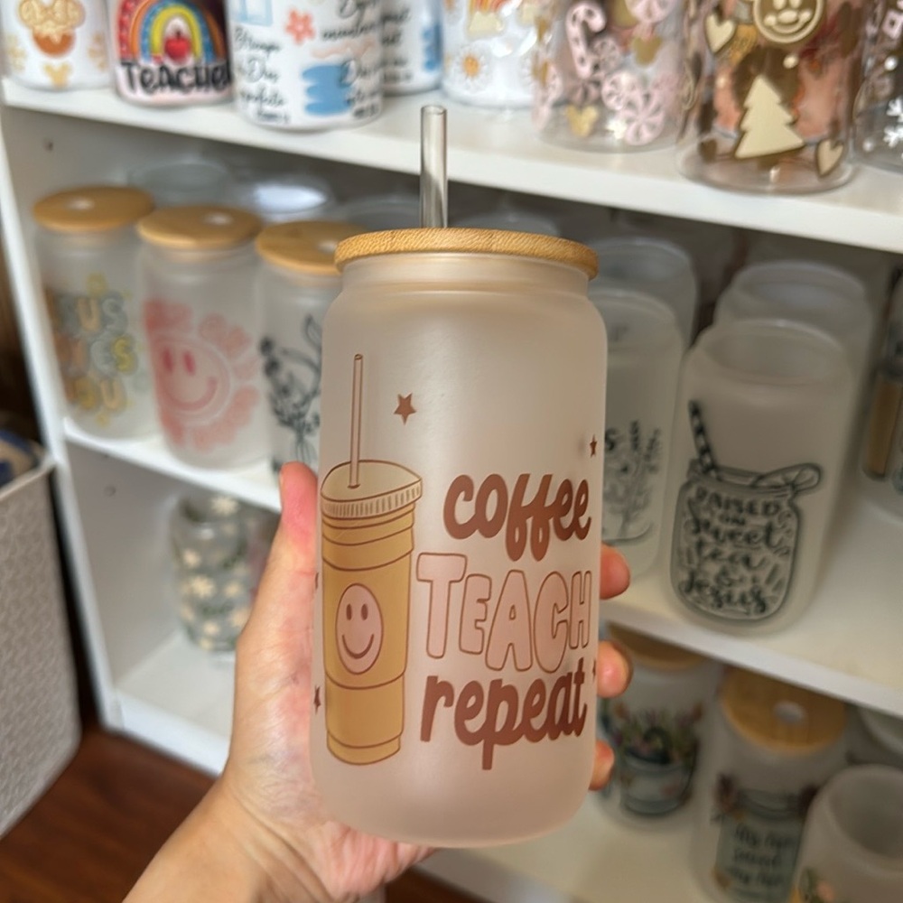 Coffee Reach And Repeat Can Glass Cup